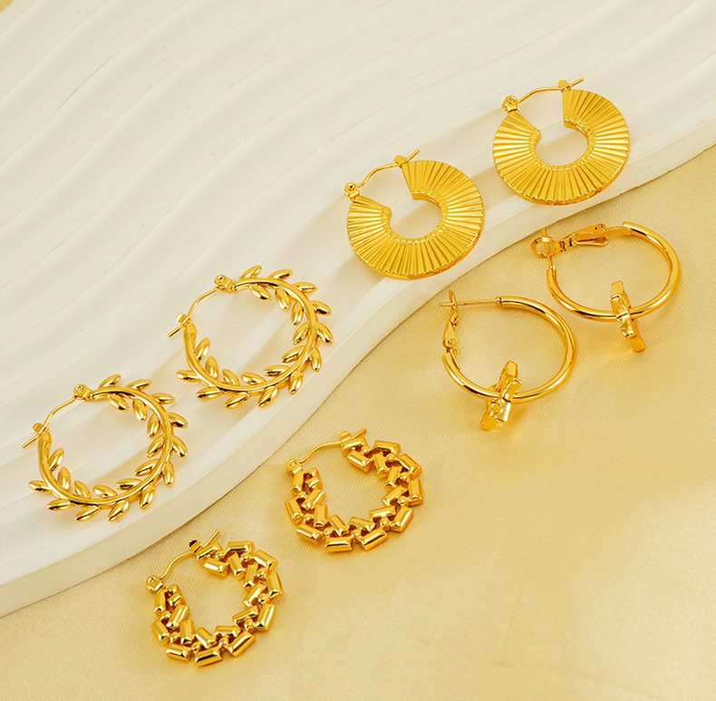 钛钢2023网红爆款小众设计感耳环女欧美复古风五角星耳圈耳饰批发详情20