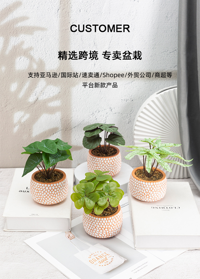 亚马逊创意绿植盆景装饰仿真彩叶芋塑料盆栽宠物园艺盆景批发绿植装饰品详情4