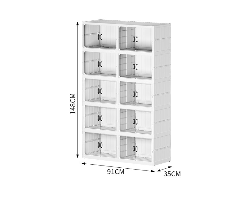 免安装透明鞋盒 一体式可折叠四排鞋柜 大容量多层家用塑料收纳柜详情15
