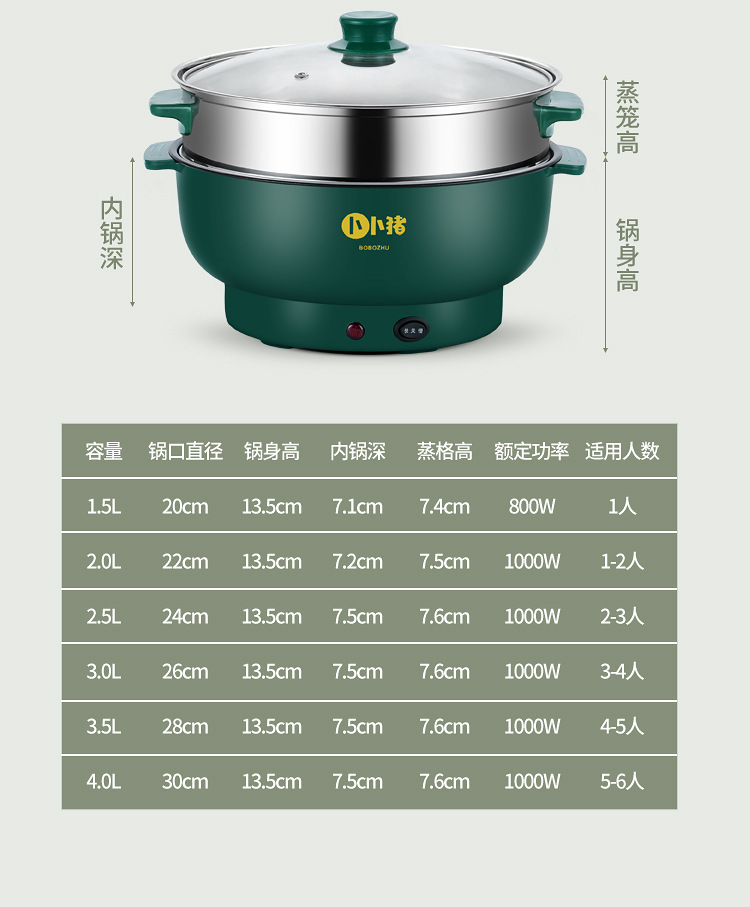 厂家直销多用电火锅不粘电热锅宿舍多功能电煮锅电蒸锅家用电炒锅详情27