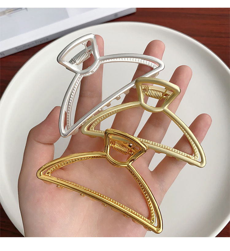 跨境简约金属发夹洗澡顶夹中号合金抓夹几何半圆韩版鲨鱼夹女发饰详情8
