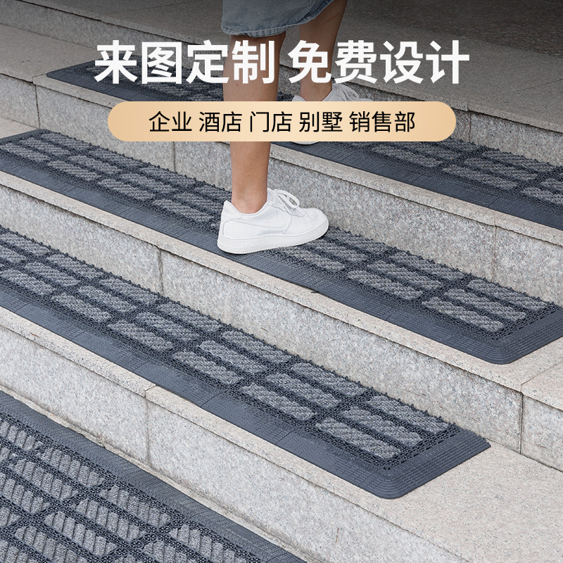 酒店大门口丝圈入户耐脏地垫定制进门地毯红色加厚吸水垫子防滑垫详情12