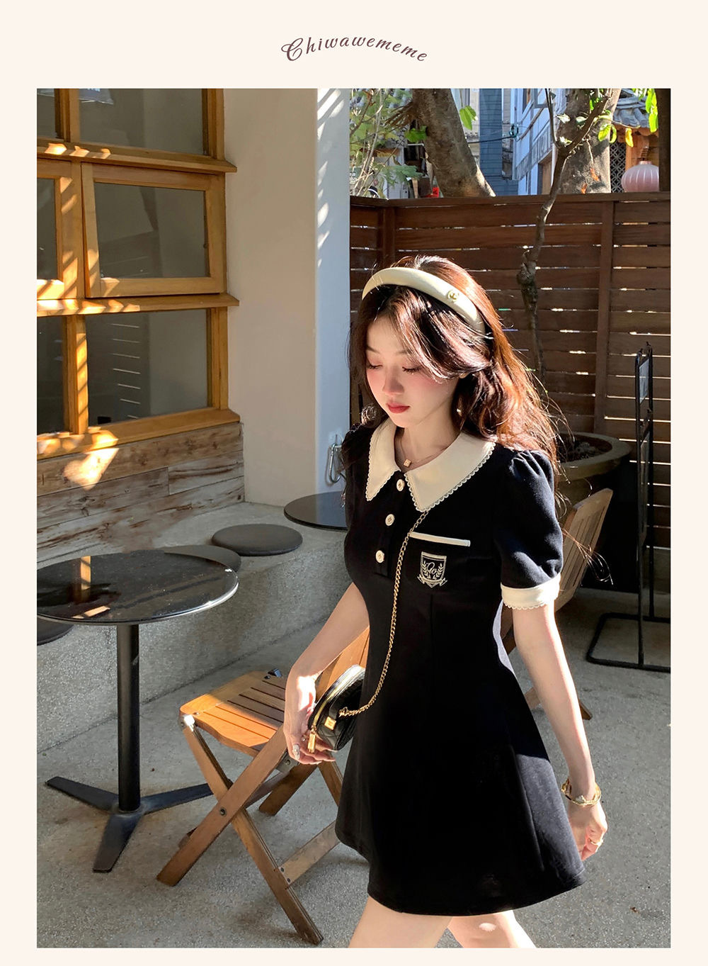 夏季新款设计感时尚POLO领短袖连衣裙女修身显瘦A子裙赫本风短裙详情33