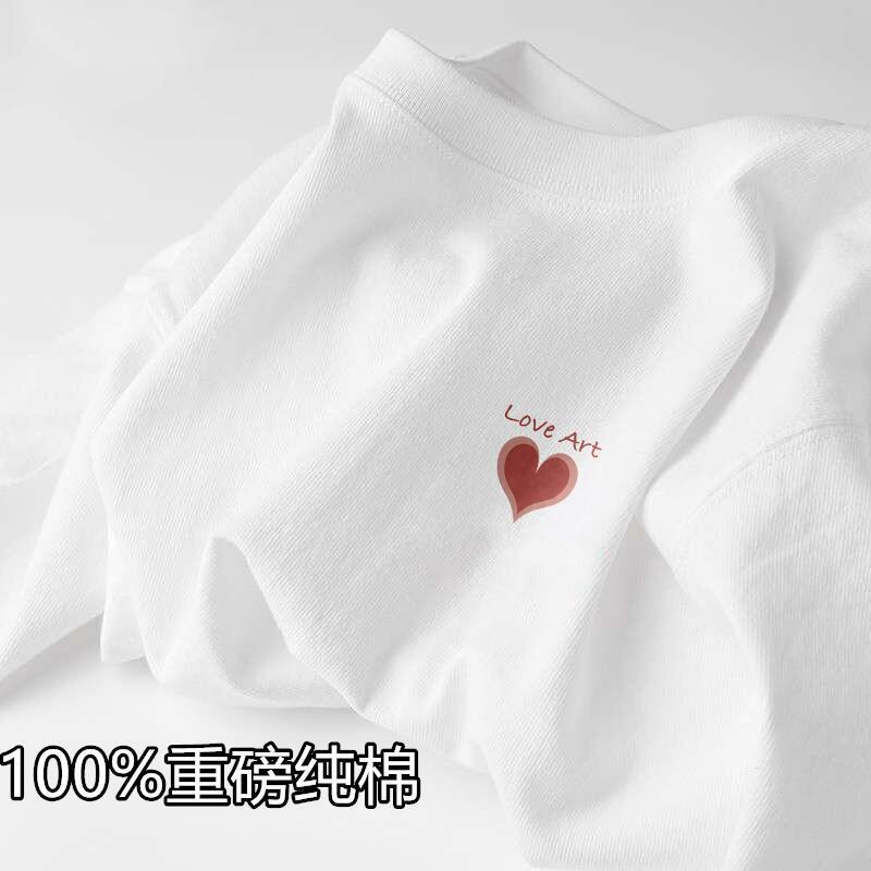 新疆纯棉短袖t恤男女同款清新简约白色打底衫ins夏季宽松半袖体恤详情7