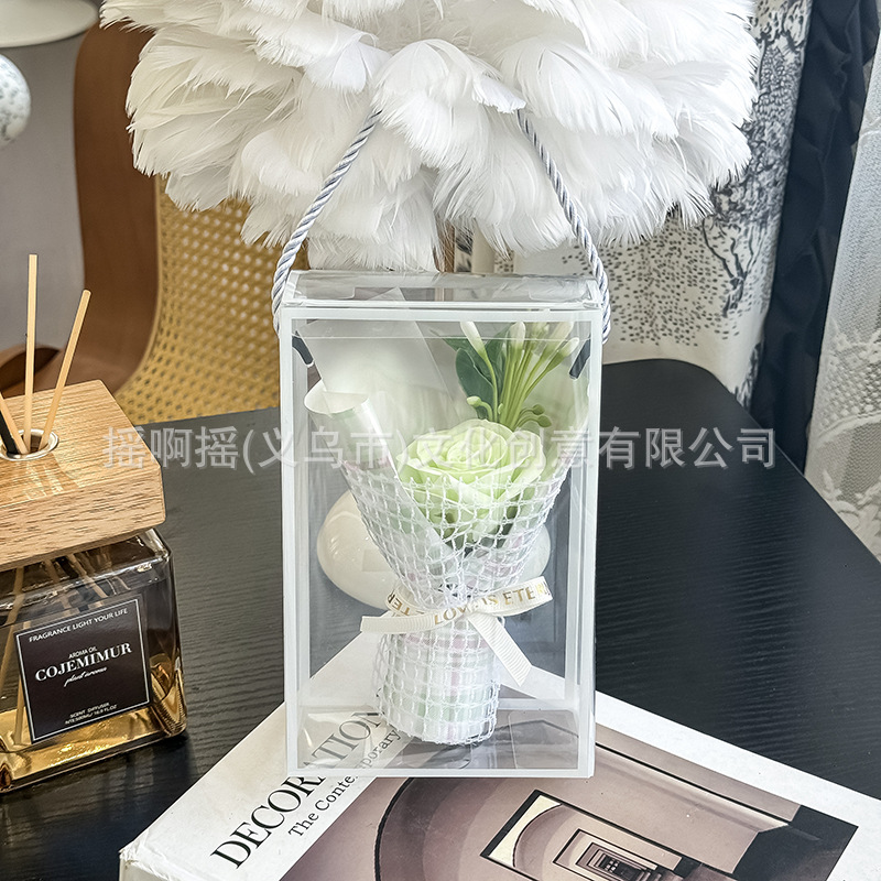 跨境教师节苏醒香皂花透明盒永生花束玫瑰送朋友创意伴手礼花束详情6