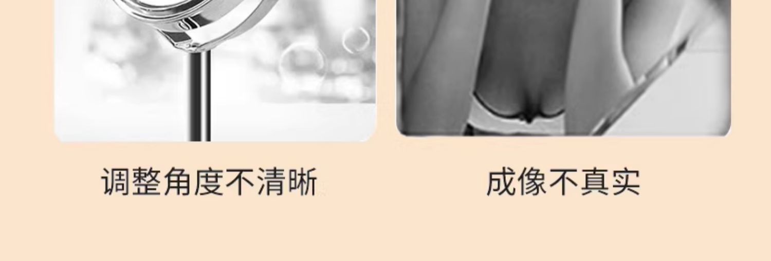 镜子化妆镜学生宿舍卡通折叠梳妆镜卧室家用台式桌面大号木质圆镜详情4