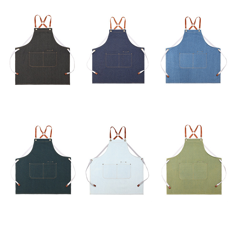 【 Chi Jia 】 Wholesale of denim aprons for foreign trade, milk tea, flower shops, restaurants, work clothes for men and women, kitchens and household use pic 9