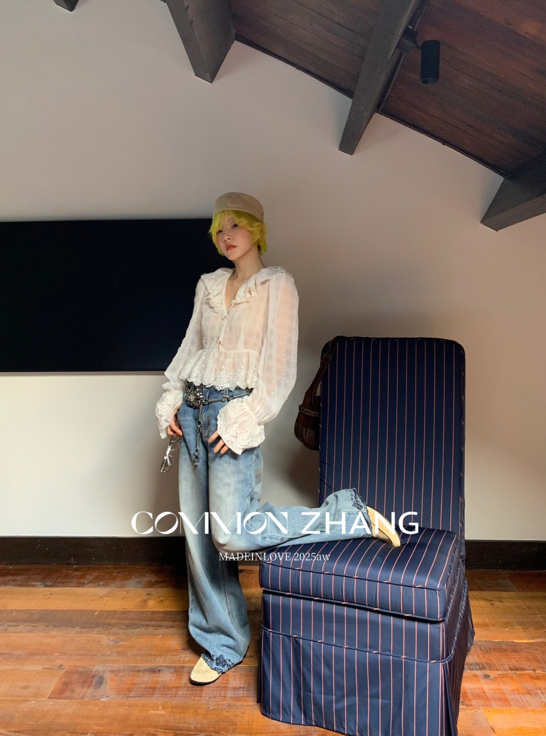 CZ ZHANG Early Autumn French sweet Lace collar flared sleeves see-through polka dot shirt for women B33039 pic 13
