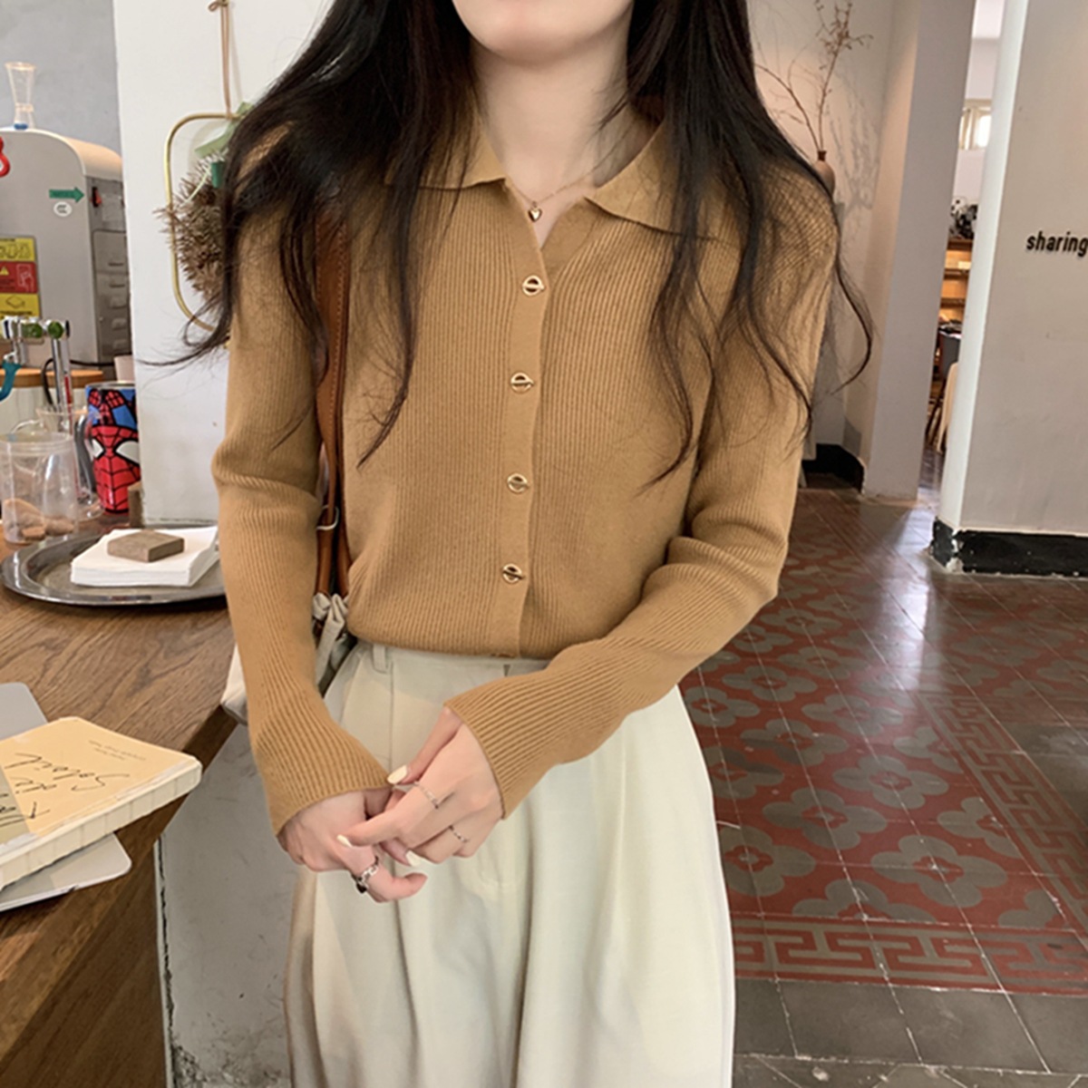 polo领内搭打底针织衫毛衣女秋冬2023新款早秋设计感别致独特上衣详情10