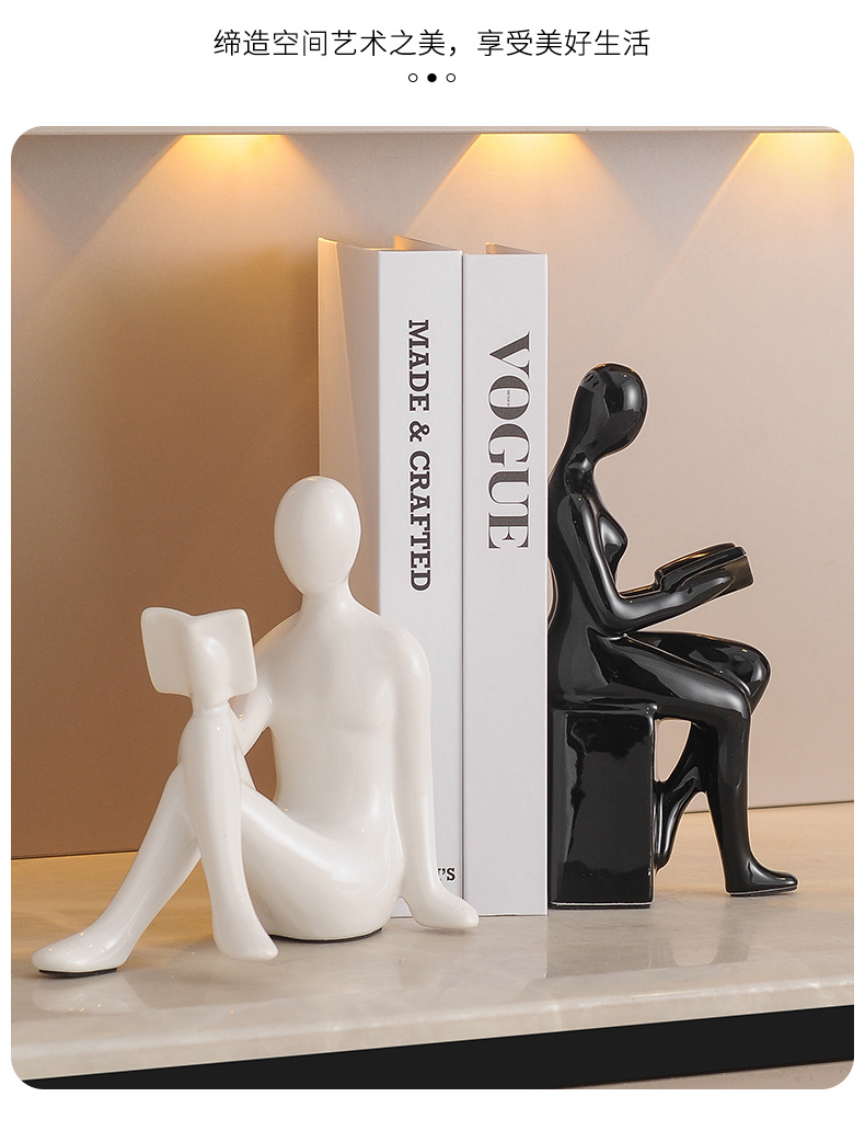 Light luxury ornaments, high-end modern bookends, figure ornaments, home living room, TV, wine cabinet, office and study decorations pic 8