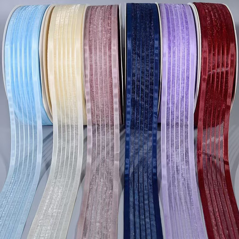 宽边条形纱100码每卷玩具辅料礼品鲜花烘焙包装丝带蝴蝶结头饰装详情2