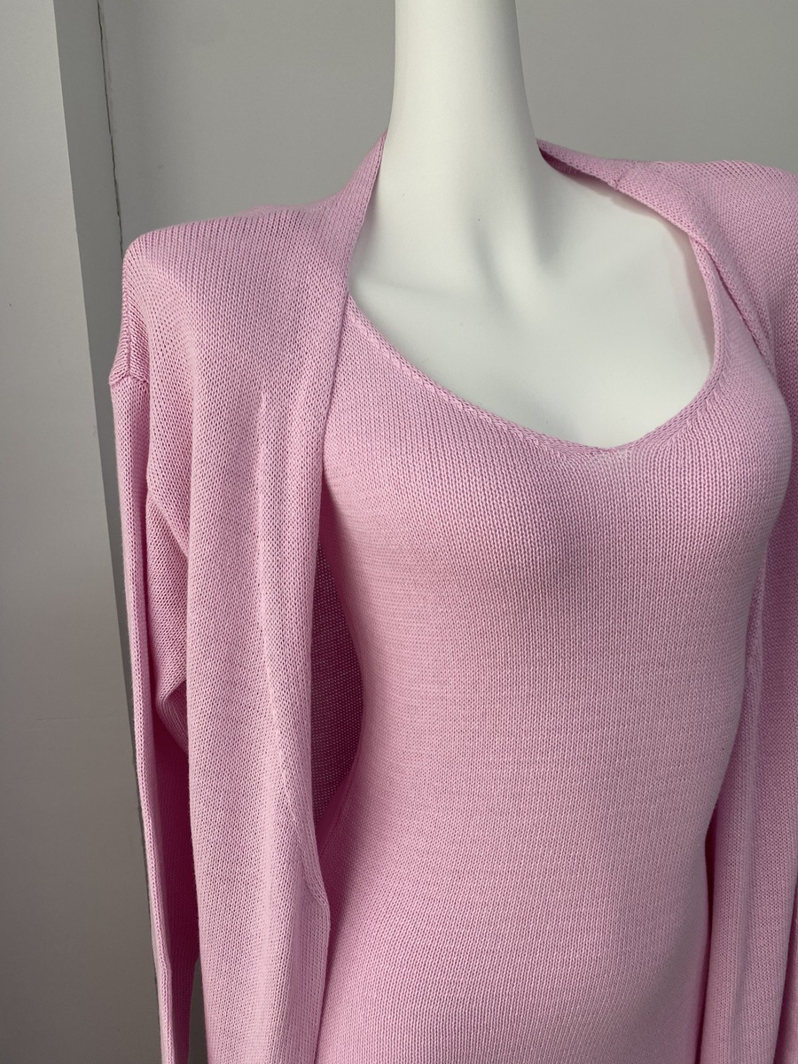 2025 Cross-border Bestseller Pure Cotton Knitted Set: Sexy Deep V halter long Dress + Lazy cardigan: Soft and skin-friendly pic 17