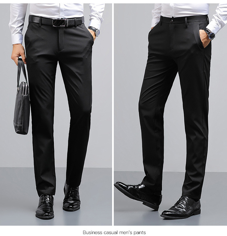 春季男士西裤免烫抗皱休闲长裤直筒修身弹力西装裤男上班商务正装详情10