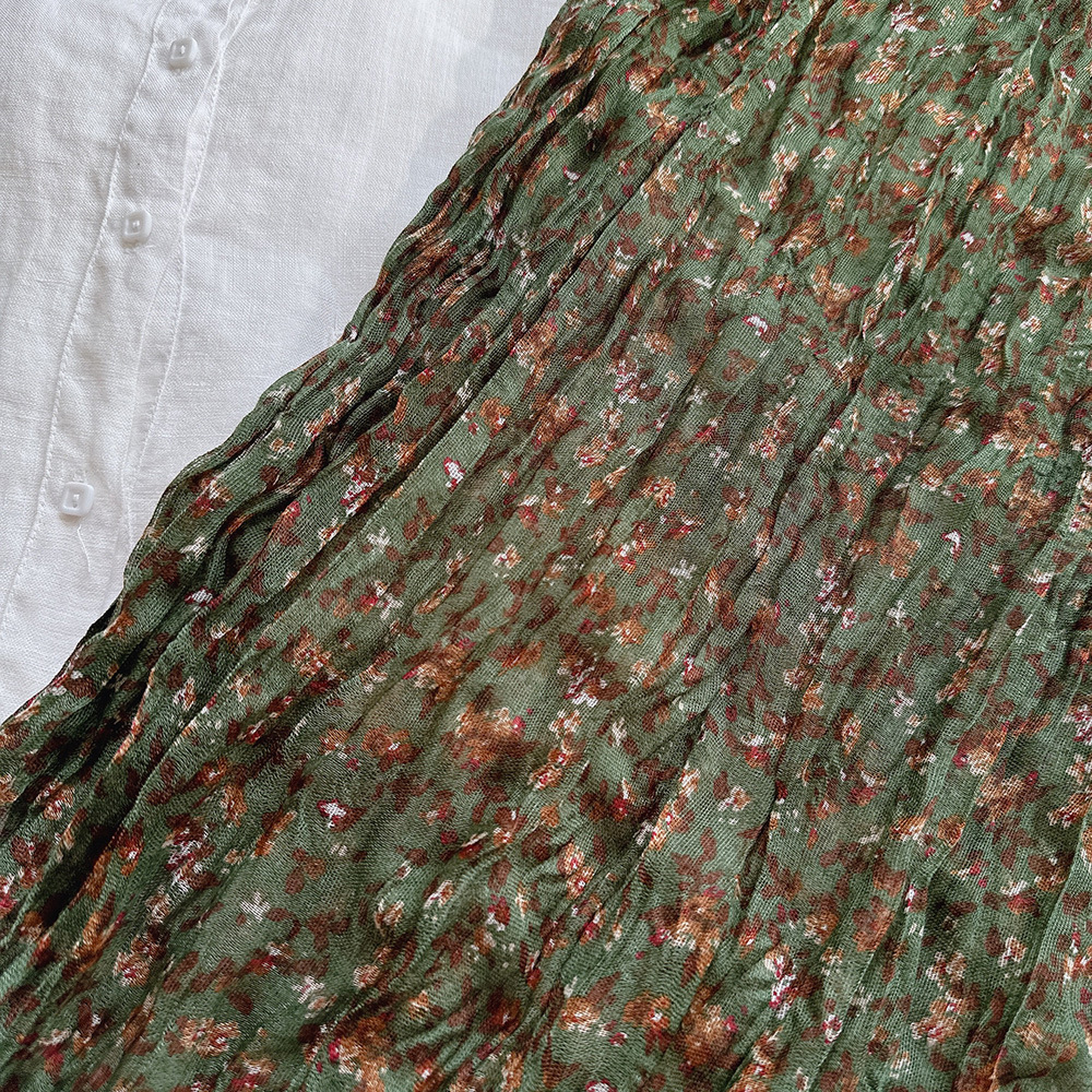 文艺褶皱碎花棉麻围巾女四季柔软复古百搭保暖披肩空调房护脖围巾详情7