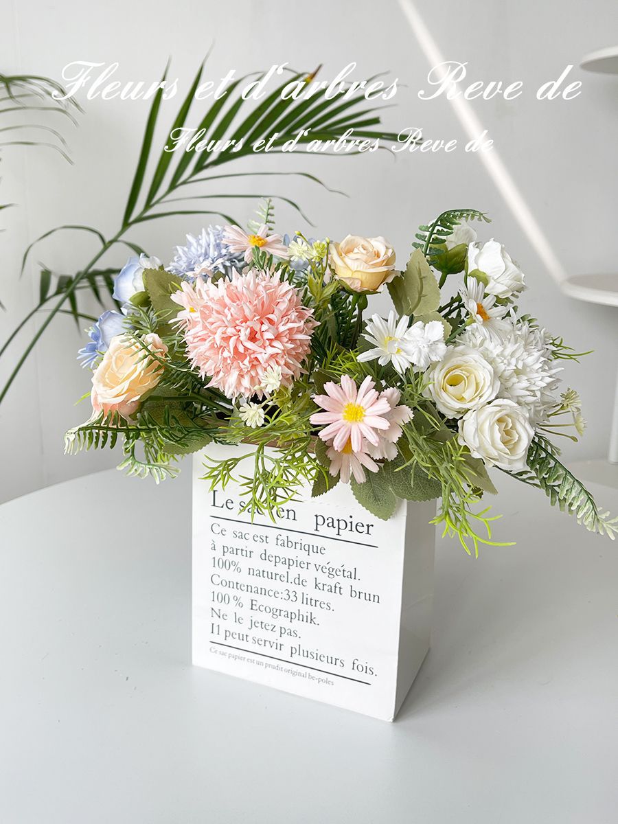 假花仿真花束小清新拉丝玫瑰绣球绢花塑料花干花捧花婚庆装饰摆设详情10