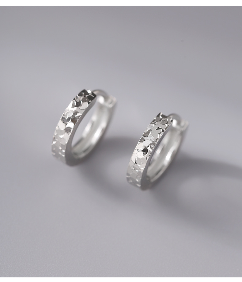 925 sterling silver crushed ice earrings for women, simple, light luxury, fashionable, Hong Kong style, individual and exquisite, sparkling earrings 0140B pic 7