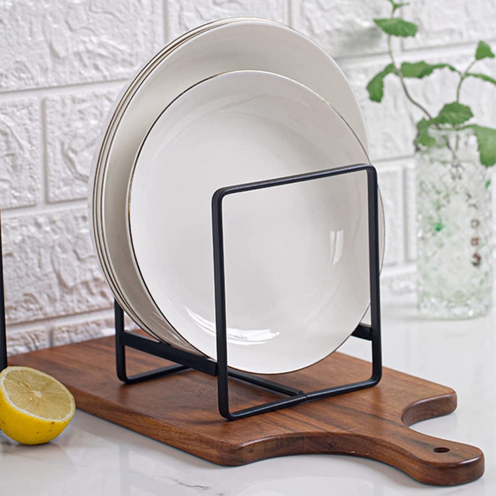 Simple ironwork multi-functional desktop storage rack, kitchen countertop, tableware rack, universal organization rack for bowls, plates and cutting boards pic 5