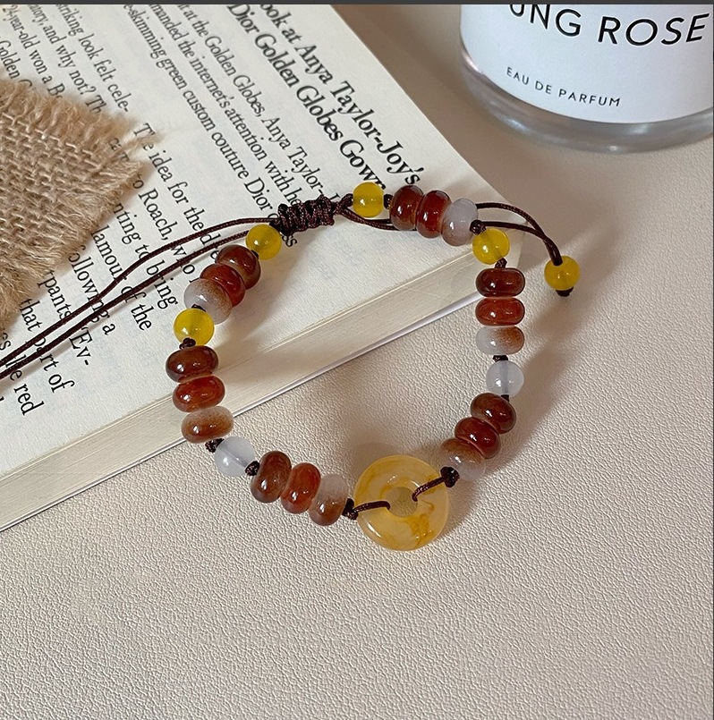 新中式爆款古风叠戴手镯手链国潮平安锁流苏抽拉可调节清冷感批发详情9