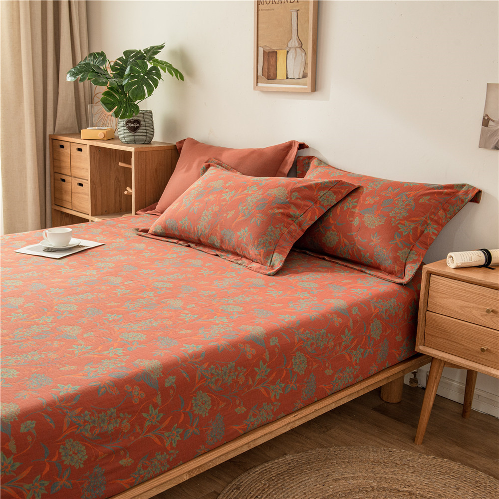 Pure cotton yarn-dyed jacquard double-layer gauze bed cover, single piece of all-cotton gauze mattress protective cover, bedspread, bed cover, single piece of bedding pic 24