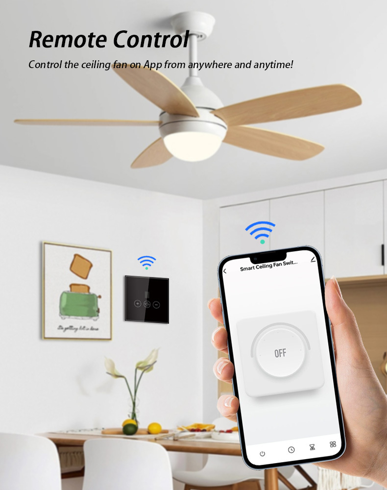Tuya smart switch, European standard smart switch, European standard fan switch, WIFI fan switch pic 3
