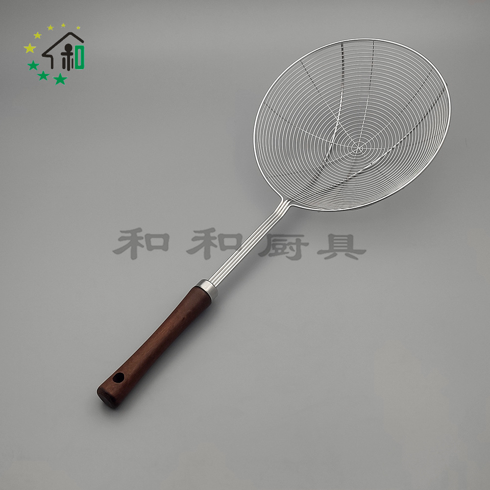 加厚无磁小蛮腰实木柄304不锈钢漏勺火锅线漏过滤网油炸捞面捞勺详情12