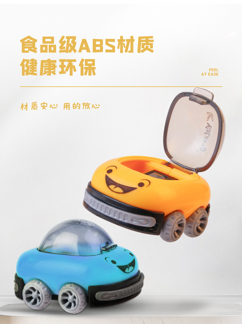 Yalong Cartoon Student Learning Pen Rolling Car Series shaped pen sharpener with eraser Creative Cross-border wholesale pic 3