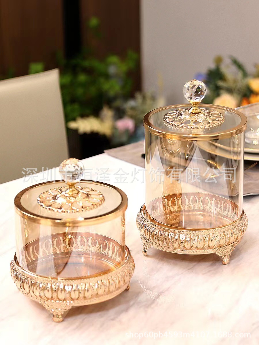 European-style light luxury storage glass storage creative jars, candy jar ornaments, home tabletop glass candy jar handicrafts pic 2