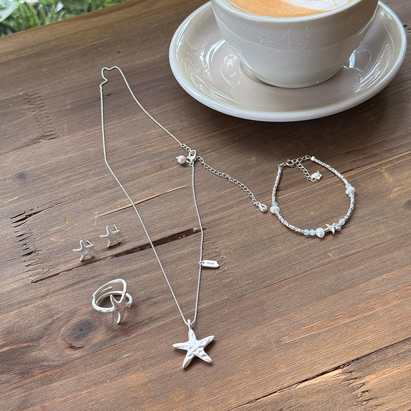Starfish Series Collection s925 Sterling Silver Bracelet for Women, handcrafted design, versatile broken silver bracelet combination for layering pic 8