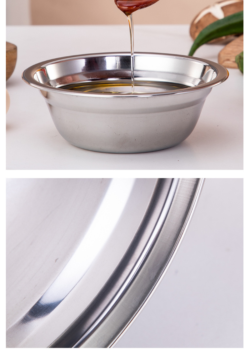 Non-magnetic stainless steel soup bowls, household round soup bowls, small bowls, soup bowls, vegetable bowls, rice bowls, cafeteria seasoning bowls wholesale pic 21
