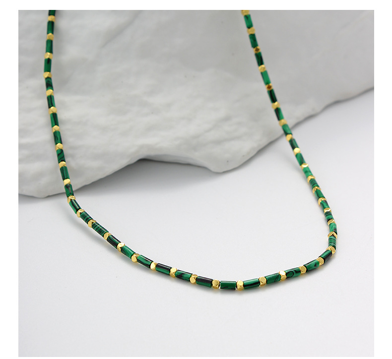 精致轻奢孔雀石小金豆串珠项链简约百搭叠戴锁骨链时尚小众项链女详情7