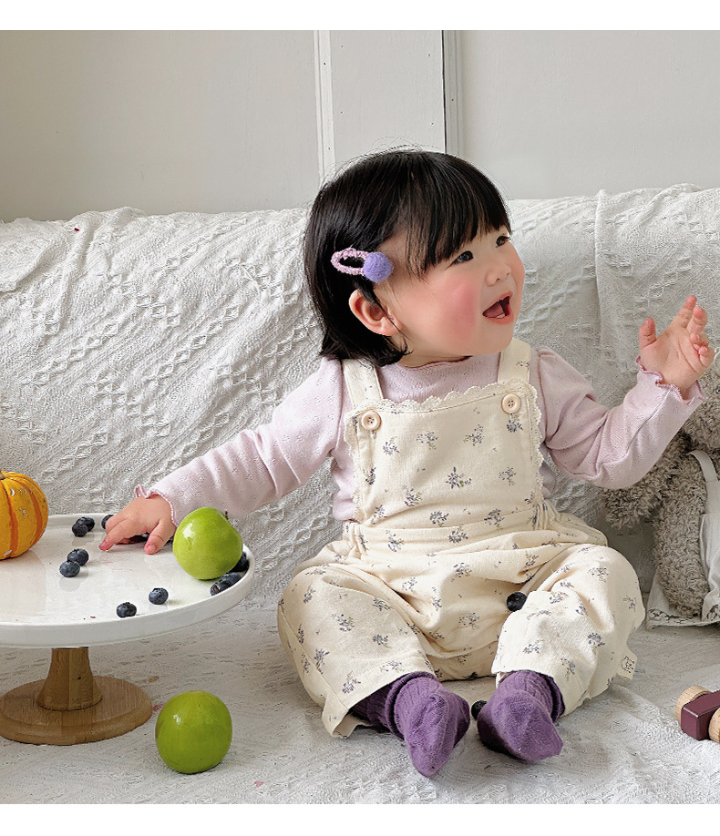 婴儿连体衣套装北欧碎花外出服女宝宝打底衫背带裤幼童两件套清新详情12