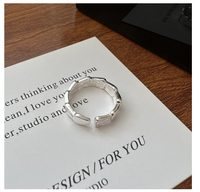 S925 sterling silver Korean-style niche design and texture scale ring, Korean-style fashionable texture simple ring wholesale pic 6