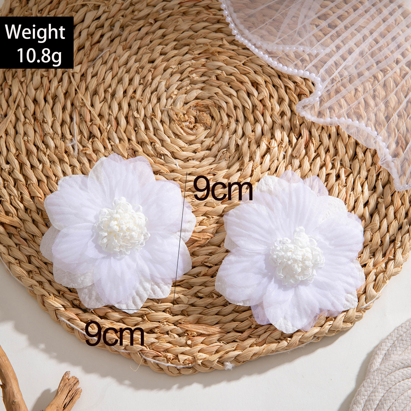 欧美跨境新款饰品 韩式蓬松大花朵耳环 高级绒布蕾丝多色耳饰套装详情18