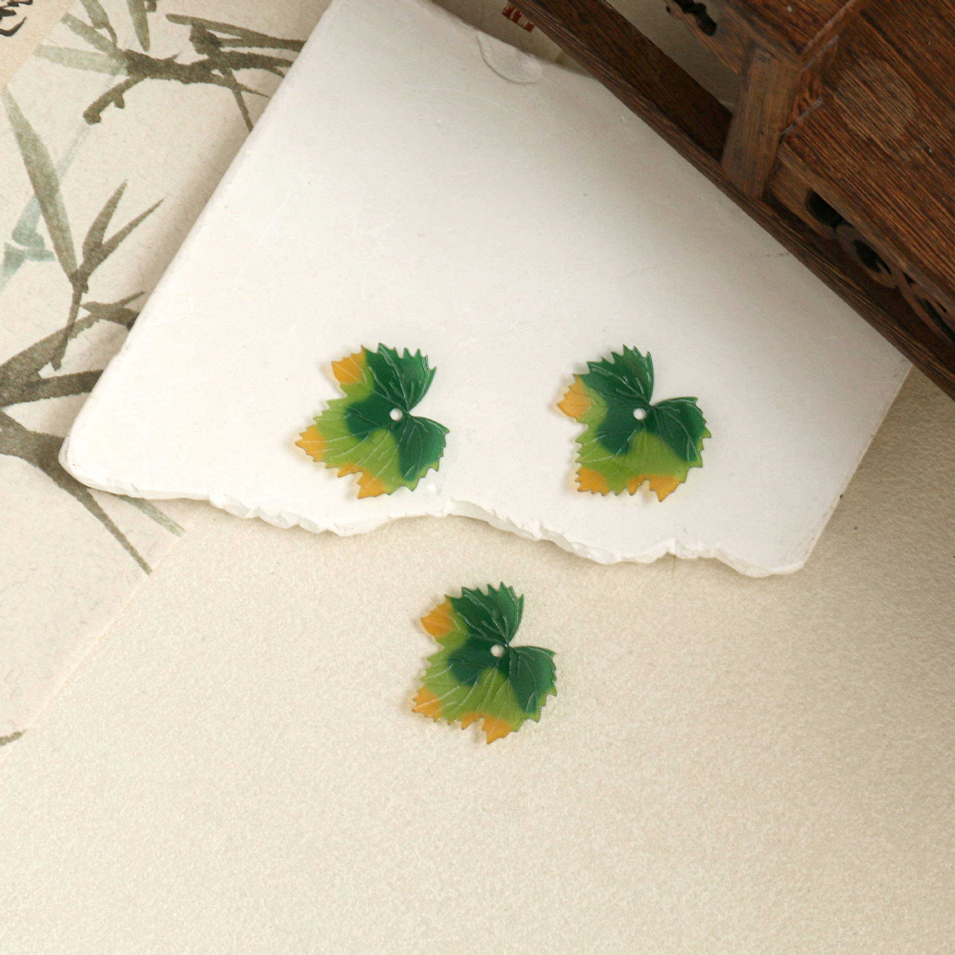 diy饰品配件热缩片葡萄叶子耳环头饰发簪配件手工材料吊坠diy配件详情2