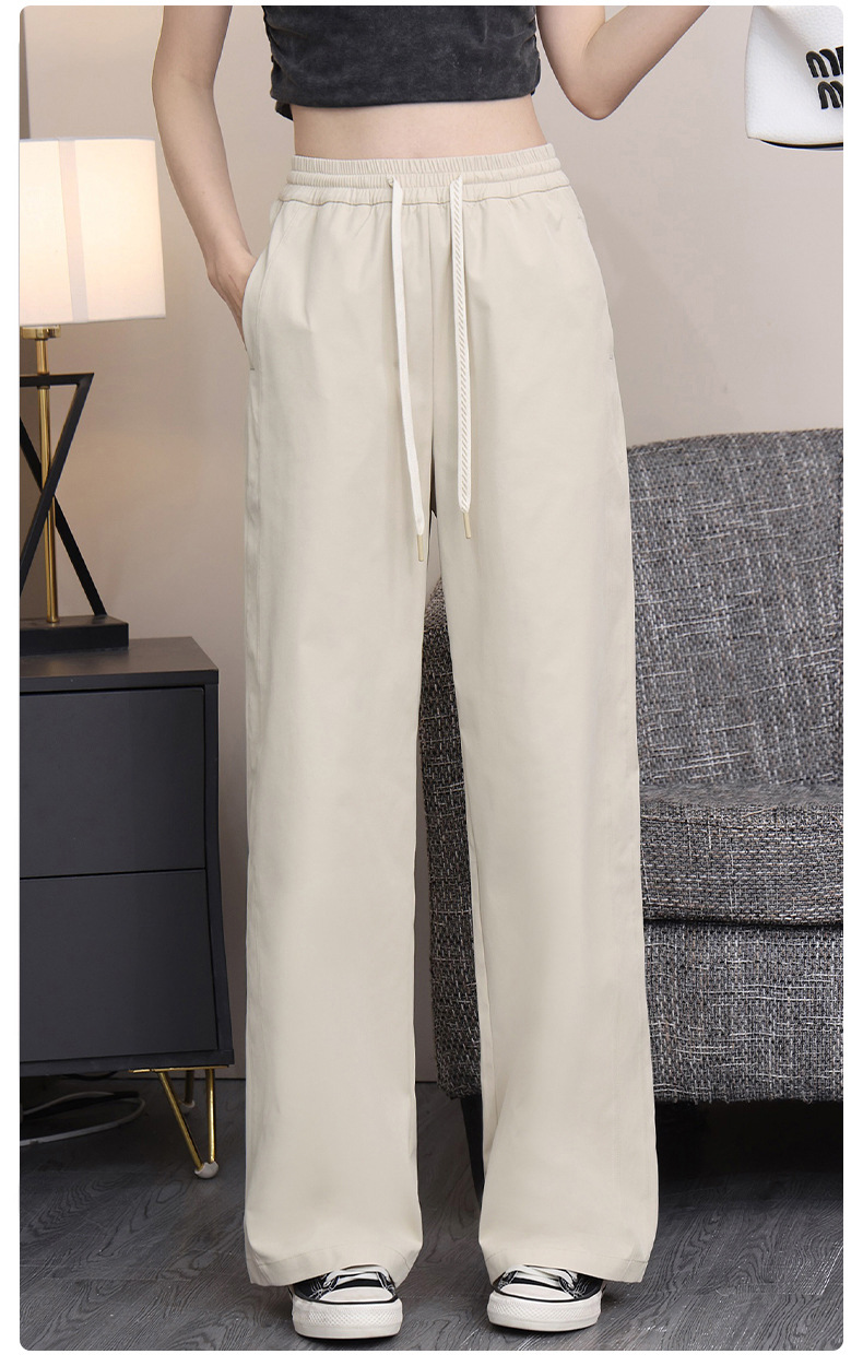 2025 New narrow straight-leg pants for women, high-waisted and slimming wide-leg pants, loose drape, floor-length loose pants, casual pants pic 2