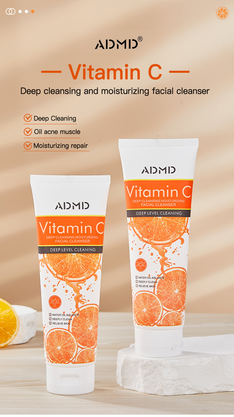 【外贸专供】ADMD维生素C深层清洁保湿洗面奶清爽控油洁面批发详情2