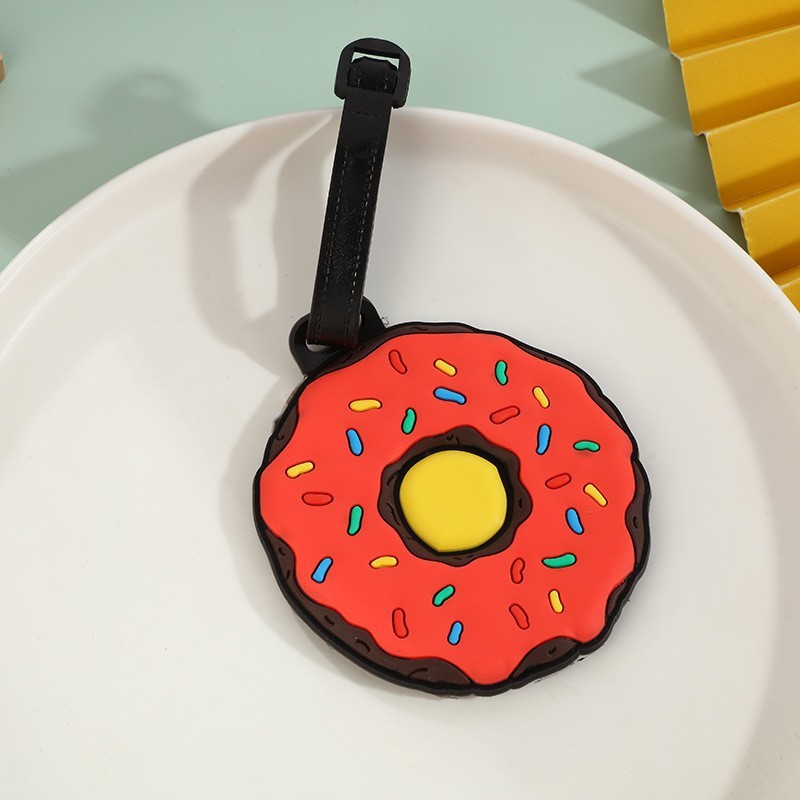 新可爱卡通甜甜圈登机牌水果硅胶旅行行李牌包包挂件防丢托运牌详情14