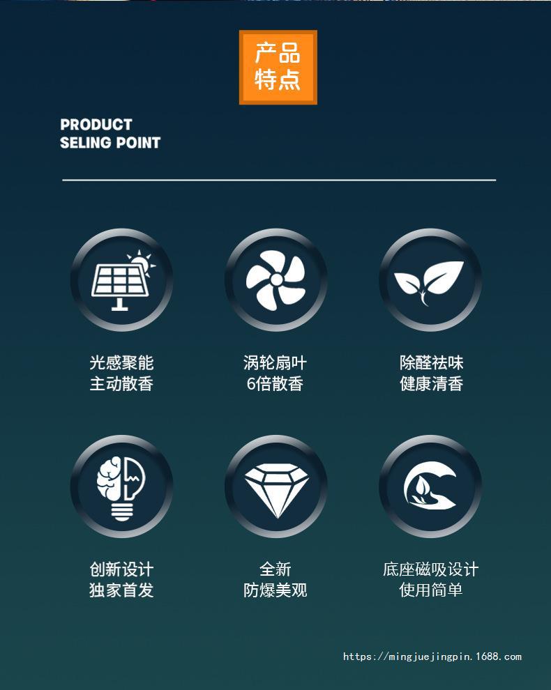 New car aroma diffuser solar car perfume stand decoration, light fragrance, deodorizing, high-end decoration, smooth sailing pic 2