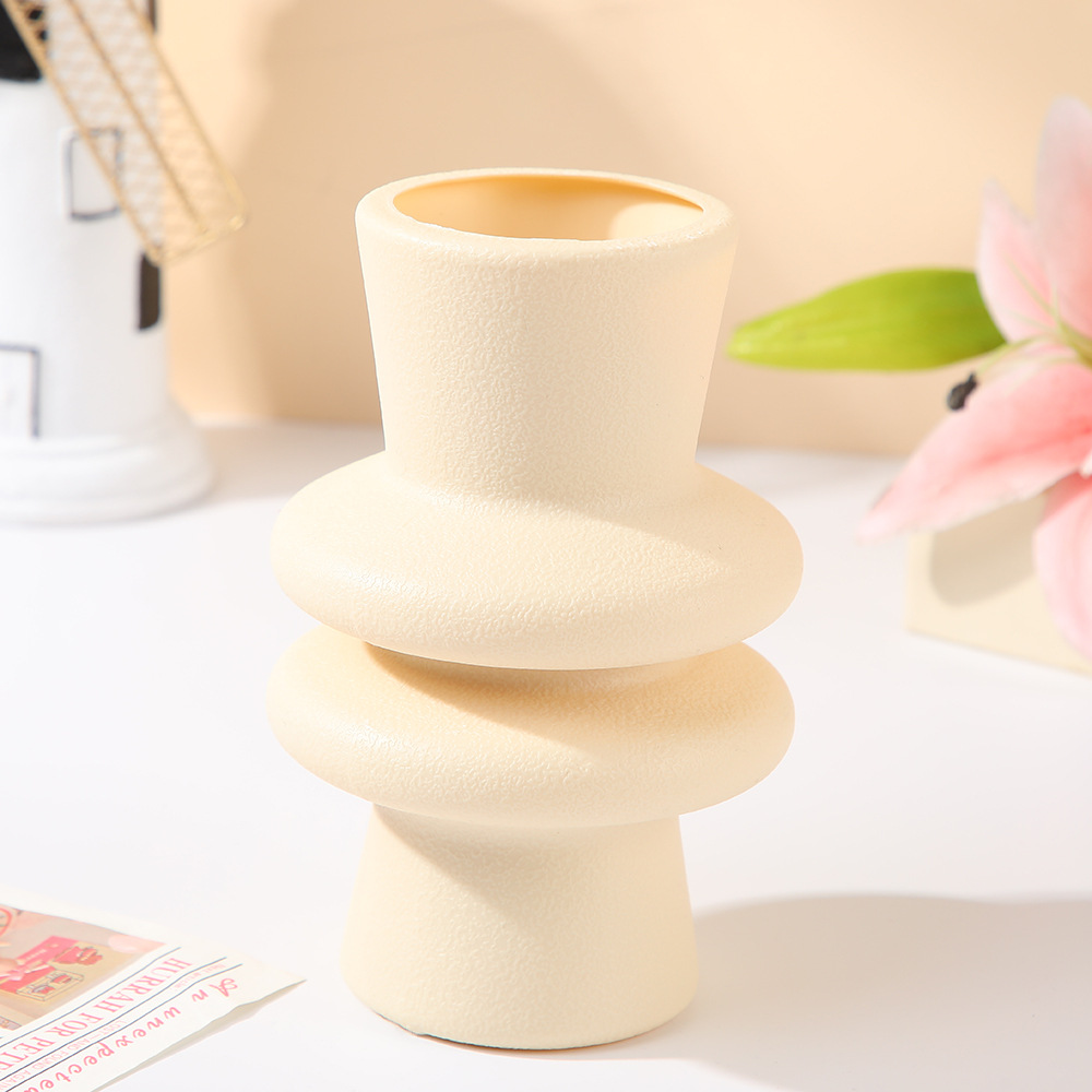 现代简约塑料花瓶中古复古感螺旋设计客厅桌面摆件ins感塑料花瓶详情6
