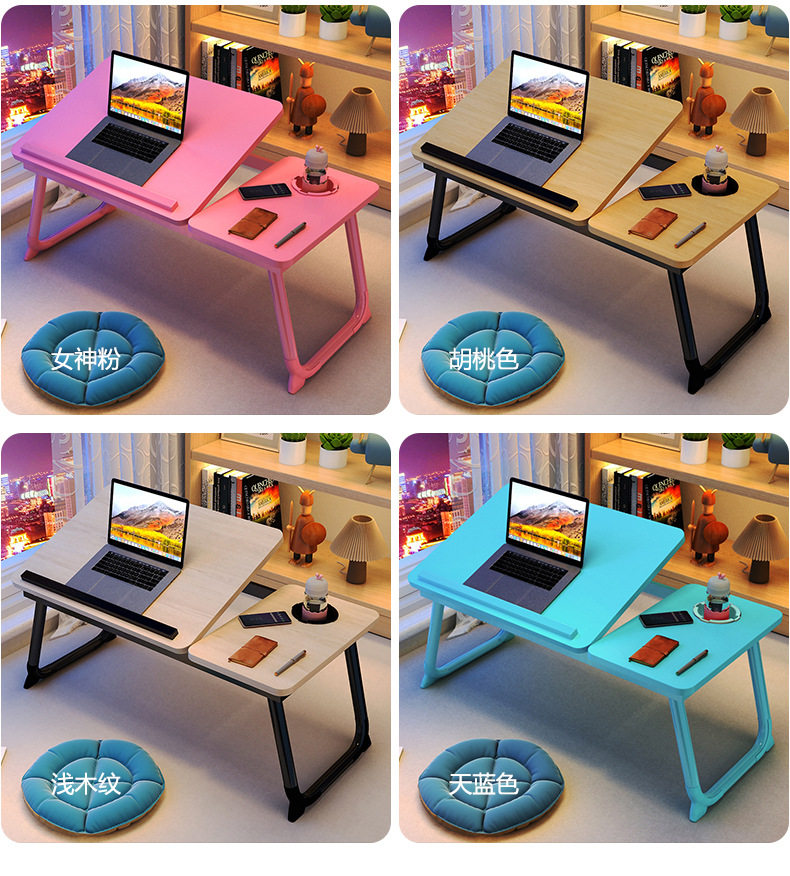 The small computer desk on the bed can be raised, lowered and folded. It is a home student writing desk for the bedroom and a lazy study desk for the dormitory pic 18