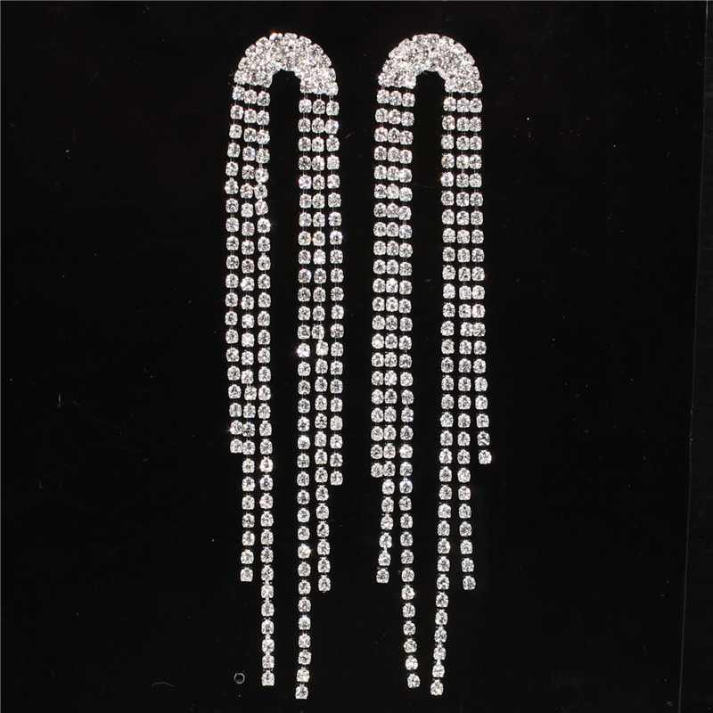 爪链流苏链装饰耳环长款耳针钻链耳饰品女孩首饰铜爪烧焊厂家直销详情23