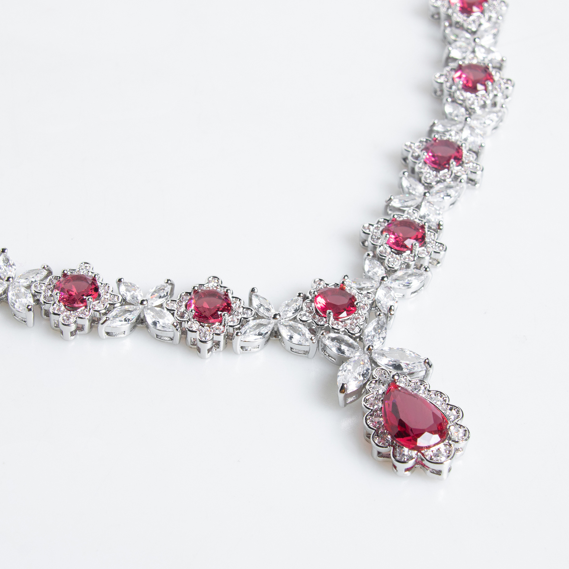 跨境简约锆石项链晚宴典礼首饰时尚奢华彩宝新娘满钻套装饰品批发LYTJ30505格蒂莎珠宝饰品宴会礼服配饰锆石套链详情3