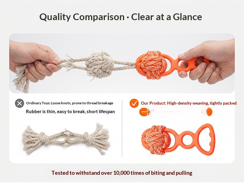 Macaron multi-color pet drawstring knot toy, wear-resistant cotton rope, dog to relieve boredom, teeth grinding, biting pet daily necessities pic 17
