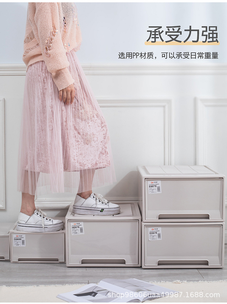 Wholesale thickened drawer storage cabinets, drawer-type storage and organization boxes, household clothing storage boxes, transparent shoe boxes pic 6