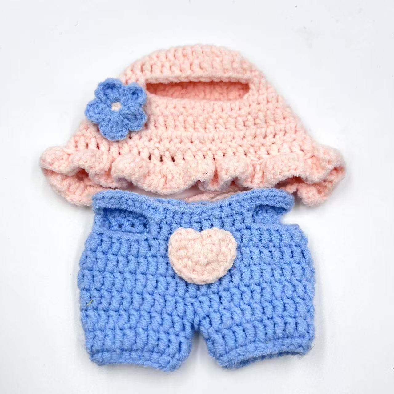 通用毛绒线迷你娃衣毛线手工钩织背带裤帽子套装玩偶娃衣批发详情11