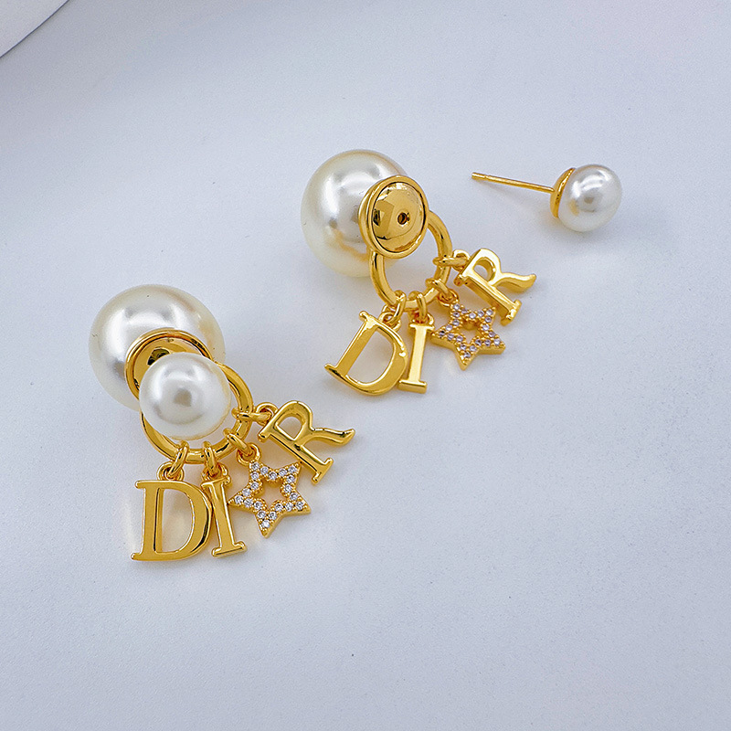 Celeste celeste nuevo estilo perla pendientes calado mujer de alta clase sentido multiplos pendientes luz lujo agujas plateadas orejeras fábrica pic 5