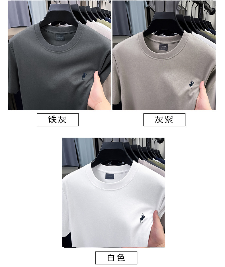 高端男士t恤夏半袖衣服男短袖男款高级感休闲刺绣男生打底衫批发详情25