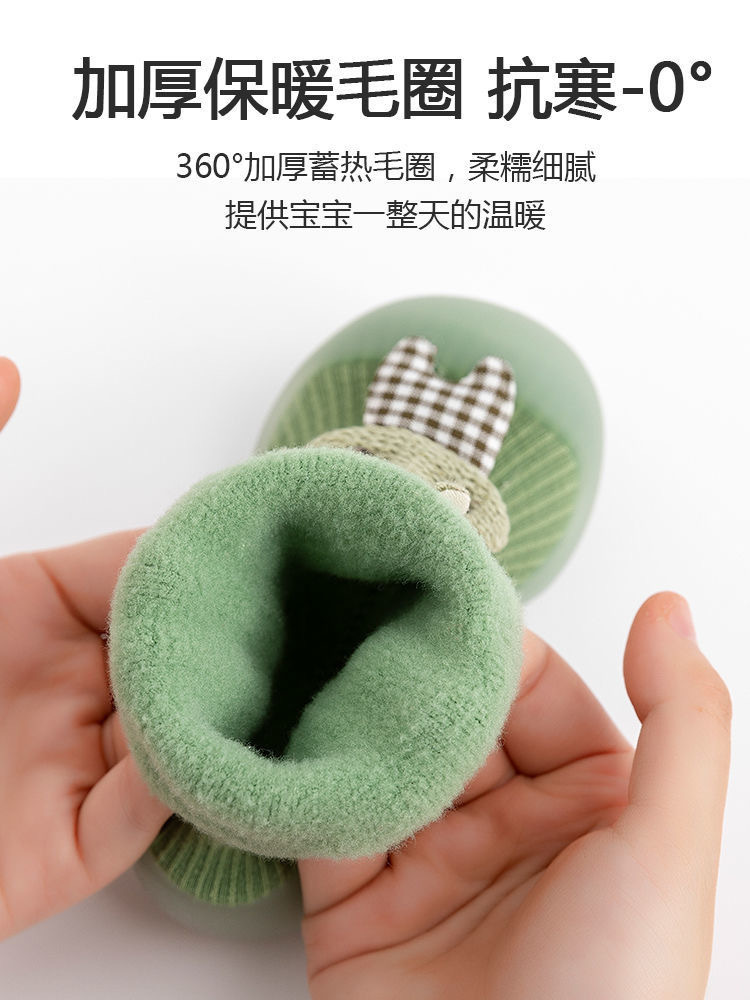 Baby walking shoes for autumn and winter, thickened with fleece, soft-soled and anti-slip, pure cotton floor socks for warmth pic 7