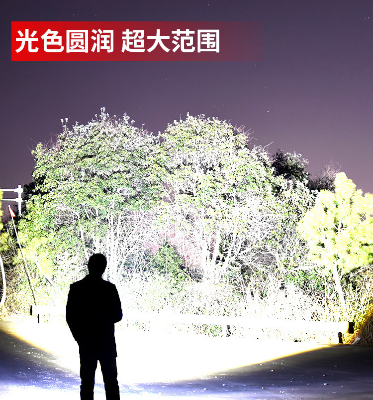 跨境专供 LiitoKala LF-2208铝合金白激光伸缩调焦5档模式手电筒详情7