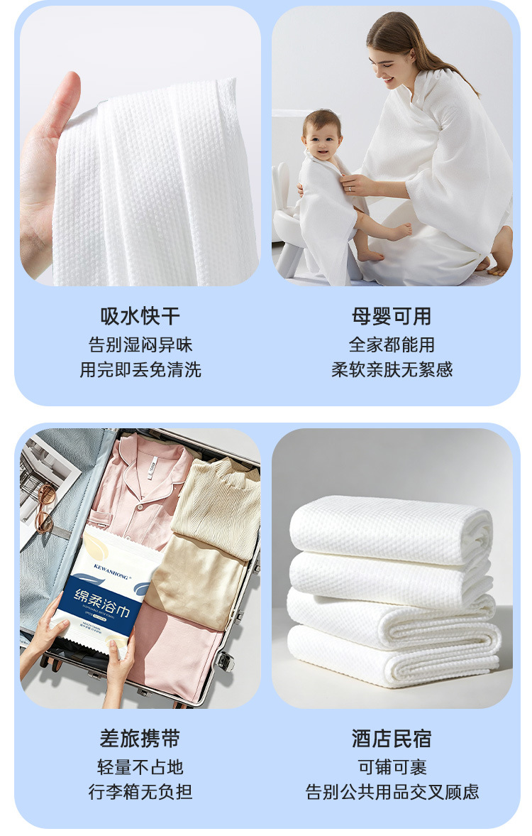 一次性浴巾毛巾套装便携式加大吸水旅行面巾美容院酒店用品洗脸巾详情19